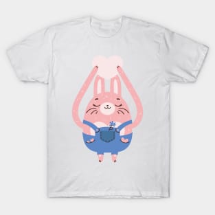 Bunny with long arms holding a heart T-Shirt